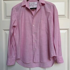 Frank & Eileen Eileen Pink White Striped Cotton Button Up Shirt XXS Womens Italy